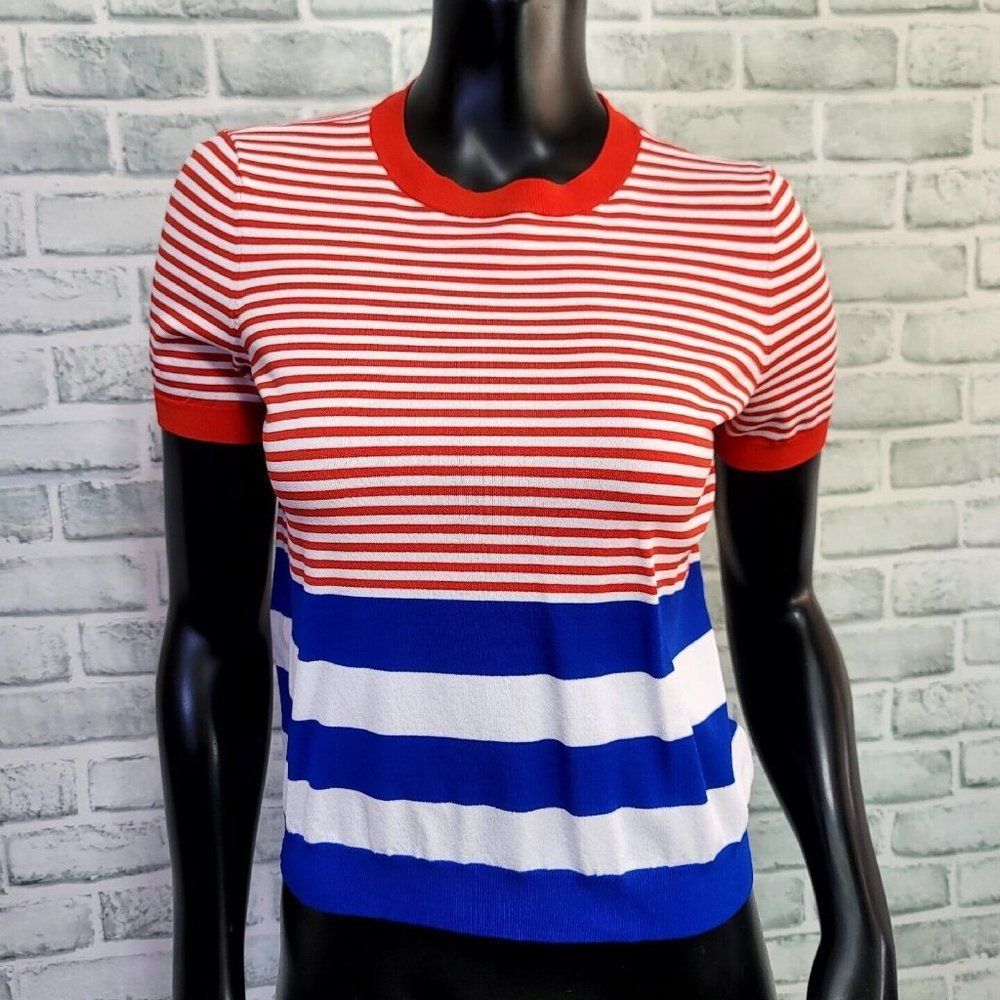 Lauren Ralph Lauren LRL Black Label Petite M Striped Knit‎ S/S Sweater Top